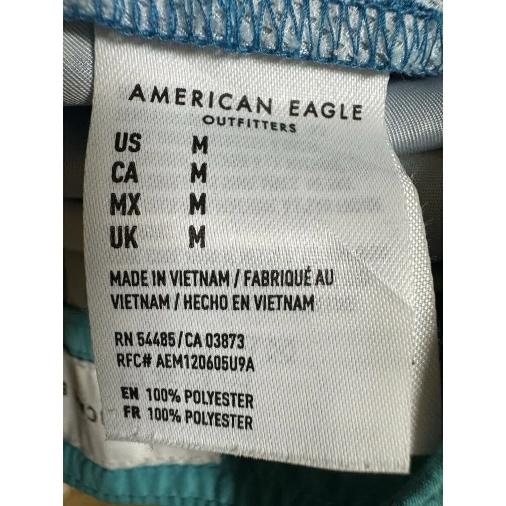 American Eagle Mens M Blue Tropical Swim Trunks 9” Inseam